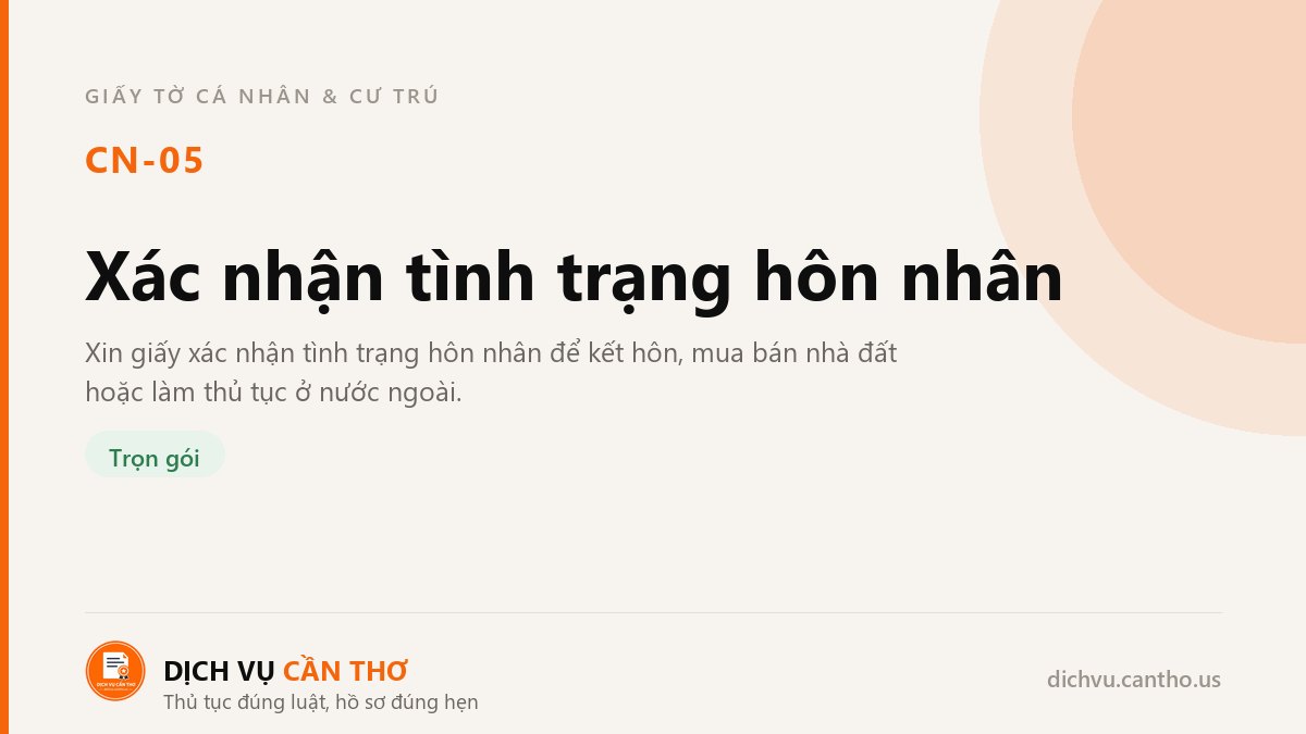 Xác nhận tình trạng hôn nhân — dịch vụ CN-05
