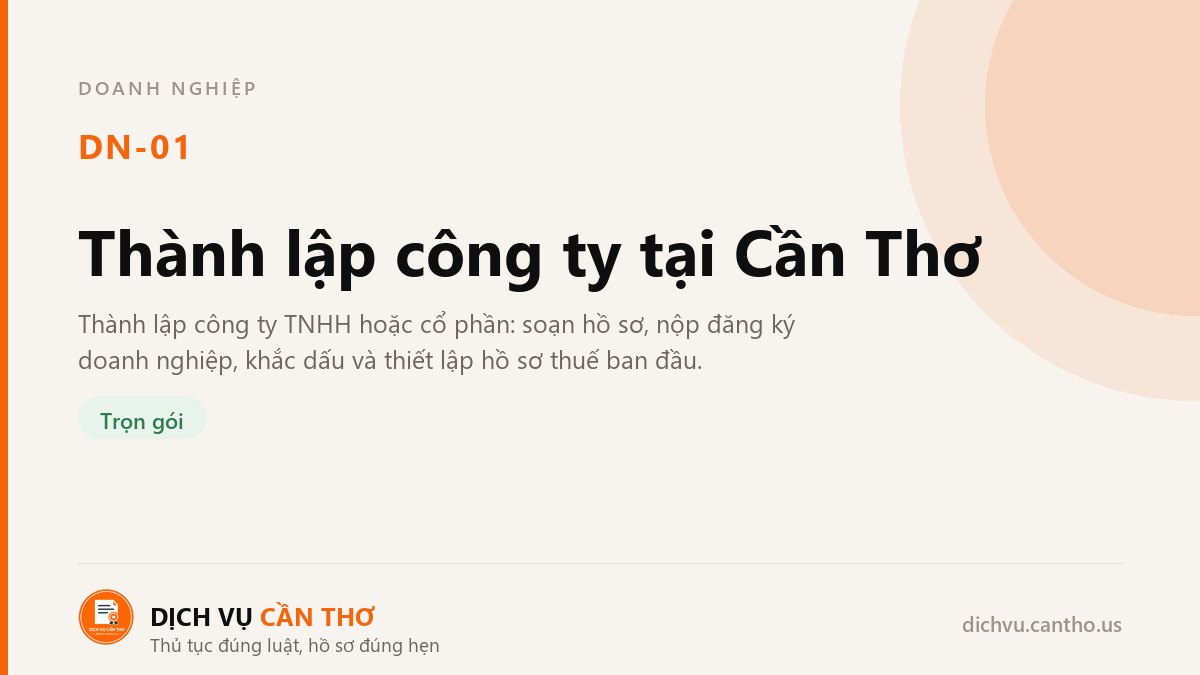 Thành lập công ty tại Cần Thơ — dịch vụ DN-01
