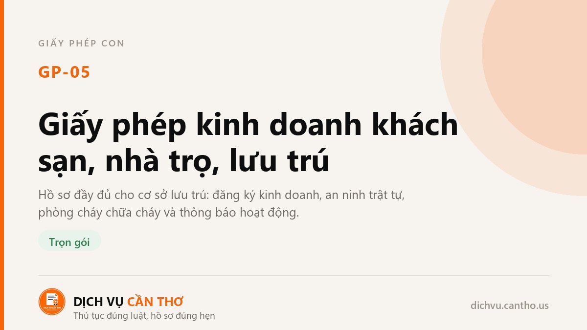 Giấy phép kinh doanh khách sạn, nhà trọ, lưu trú — dịch vụ GP-05