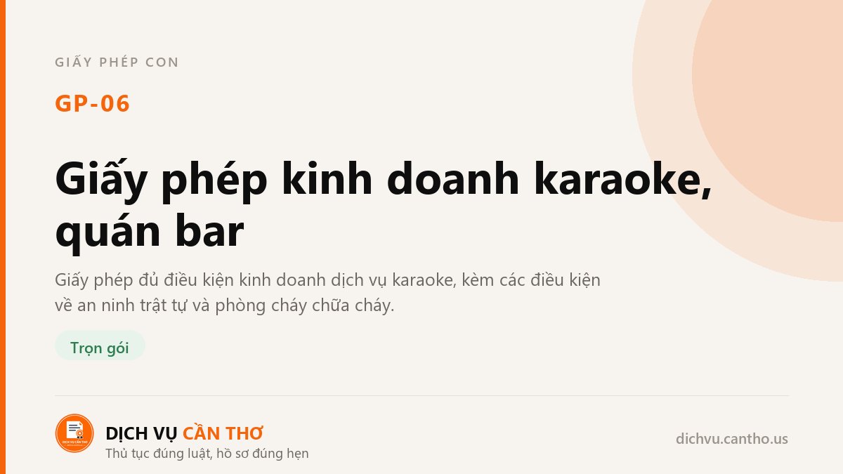 Giấy phép kinh doanh karaoke, quán bar — dịch vụ GP-06