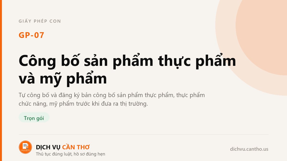 Công bố sản phẩm thực phẩm và mỹ phẩm — dịch vụ GP-07
