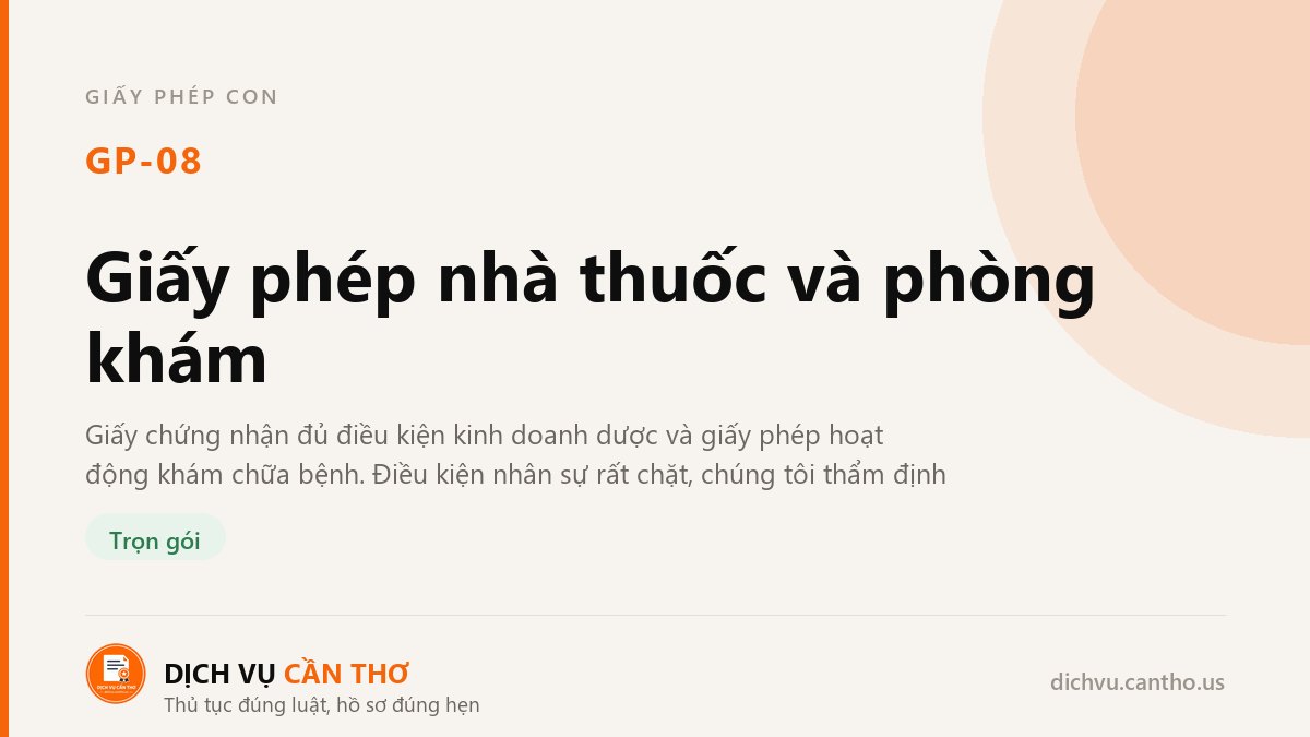 Giấy phép nhà thuốc và phòng khám — dịch vụ GP-08