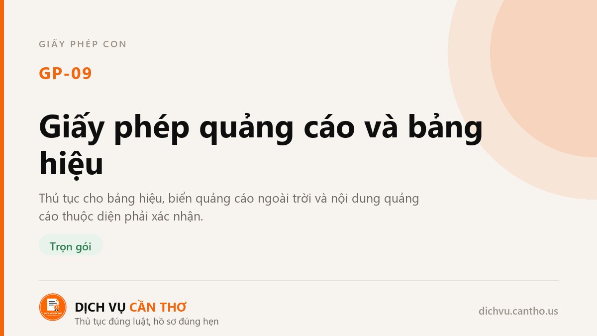 Giấy phép quảng cáo và bảng hiệu — dịch vụ GP-09